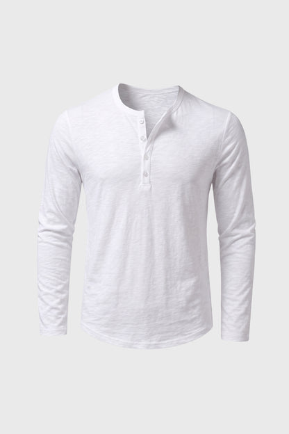 T-shirt Homme - Manches Longues Col Henley Boutons | Casual