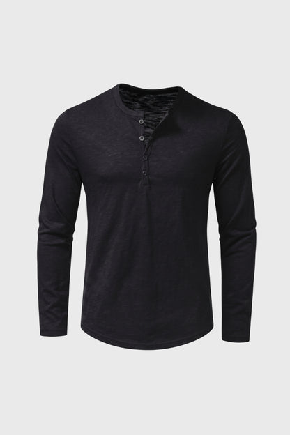 T-shirt Homme - Manches Longues Col Henley Boutons | Casual