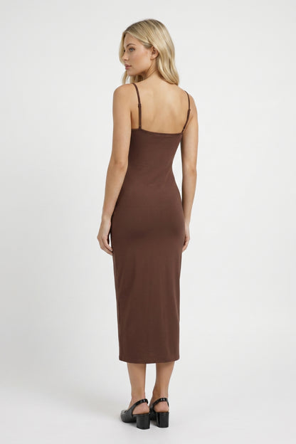 Robe midi Femme - Bretelles Ajustables Coupe Moulante | Chic