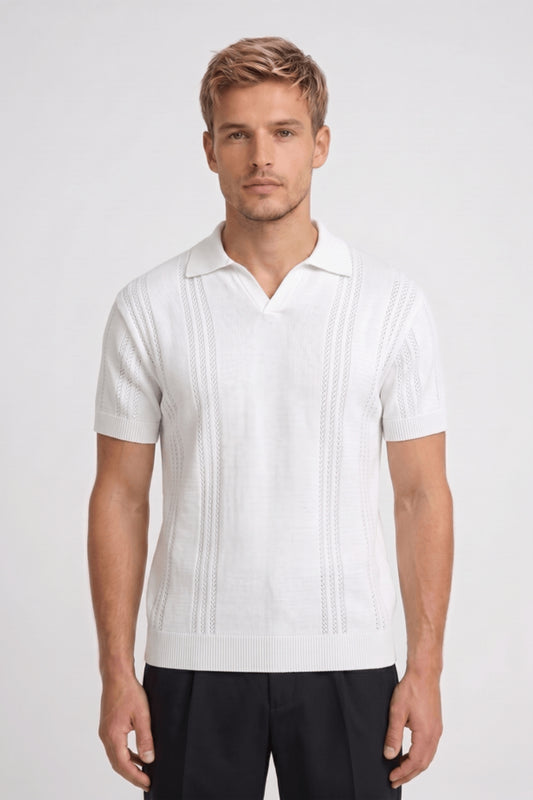 Polo Homme - Tricot Torsadé Col Classique | Élégant