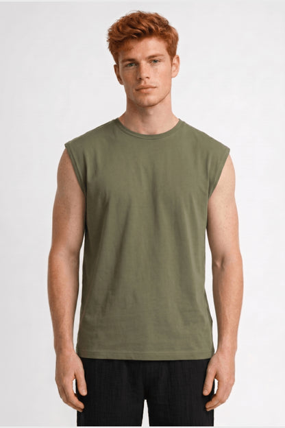 T-Shirt Homme - Sans Manches Col Rond Coupe Décontractée | Casual