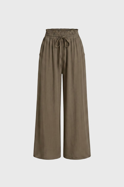 Pantalon Femme - Fluide Taille Haute avec Cordon | Confortable