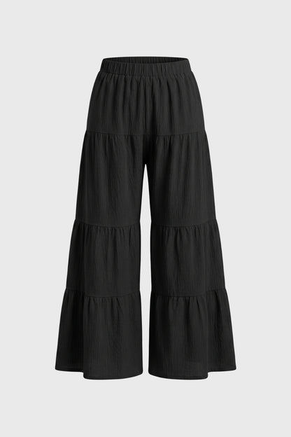 Pantalon Femme - Coupe Évasée à Volants Taille Élastique | Boho