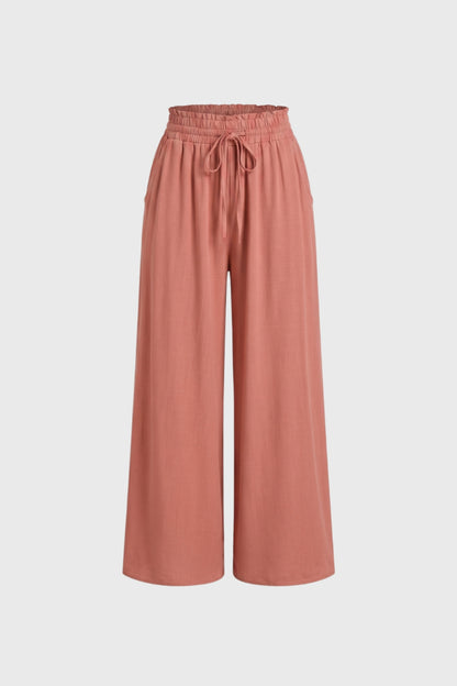 Pantalon Femme - Fluide Taille Haute avec Cordon | Confortable