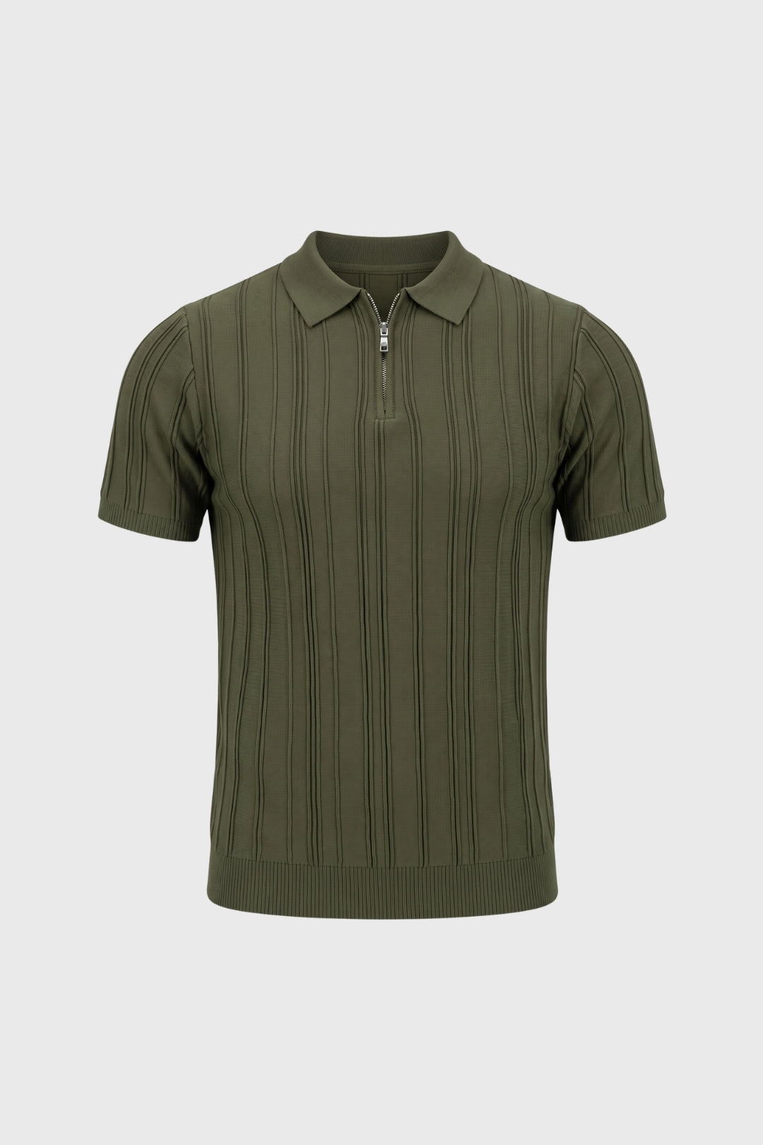 Polo Homme - Côtelé Fermeture Zip Col Classique | Élégant