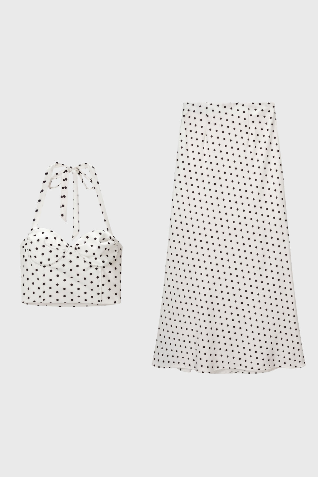 Ensemble Femme - Crop Top et Jupe midi à Pois | Rétro