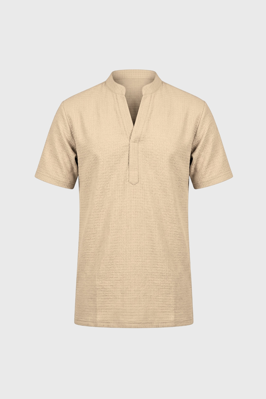 Chemise Homme - Col Mao Manches Courtes Style Henley | Décontracté