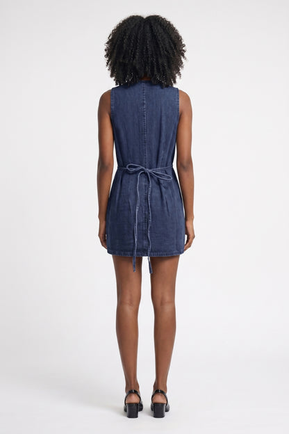 Robe Mini Femme - Col V Boutonnage Devant Sans Manches | Chic