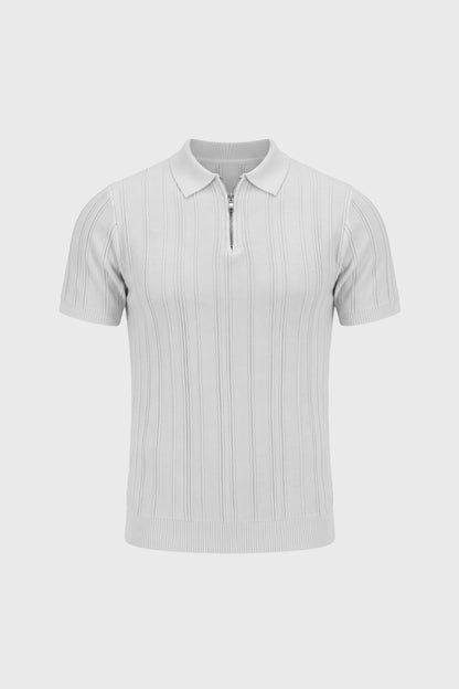 Polo Homme - Côtelé Fermeture Zip Col Classique | Élégant
