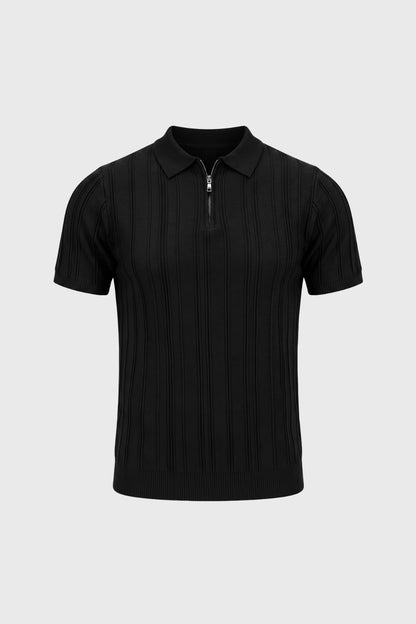 Polo Homme - Côtelé Fermeture Zip Col Classique | Élégant