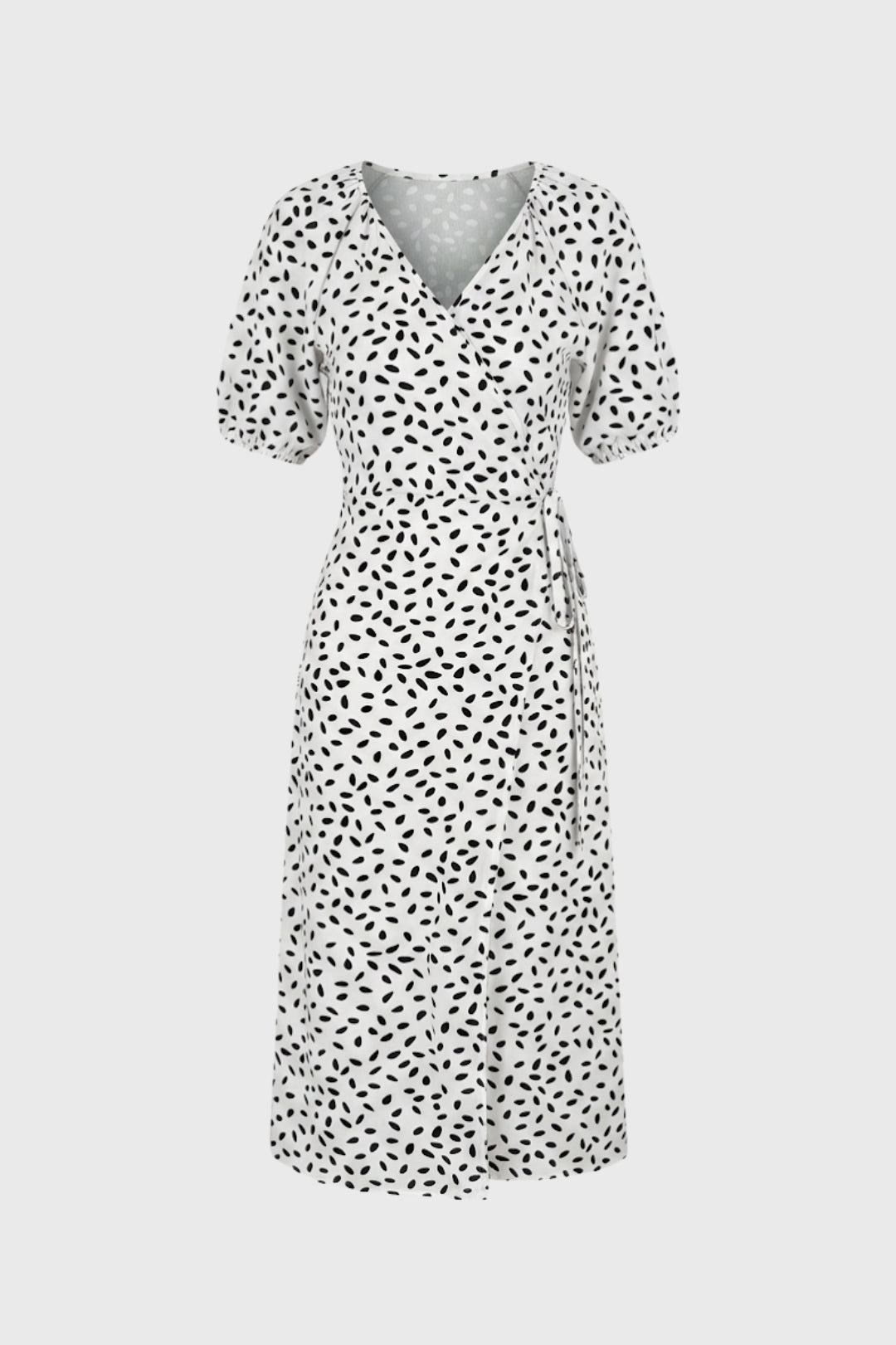 Robe Midi Femme - Portefeuille Imprimé Manches Bouffantes | Chic