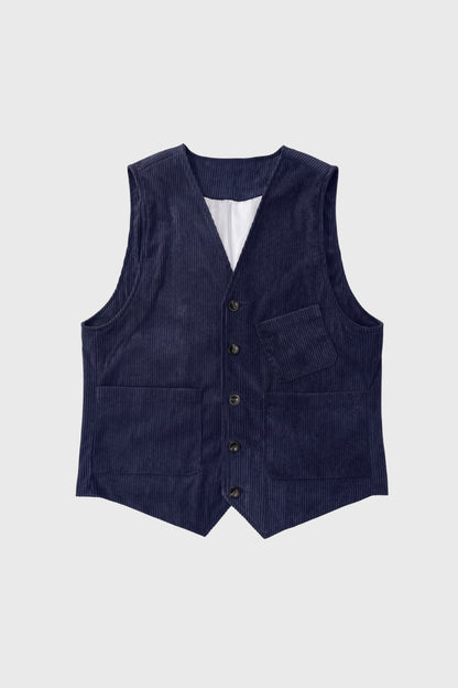 Gilet Homme - Côtelé Col V avec Poches Boutonnées | Classique