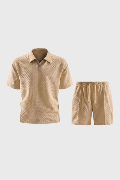 Ensemble Homme - Polo Texturé avec Bermuda Assorti | Élégant