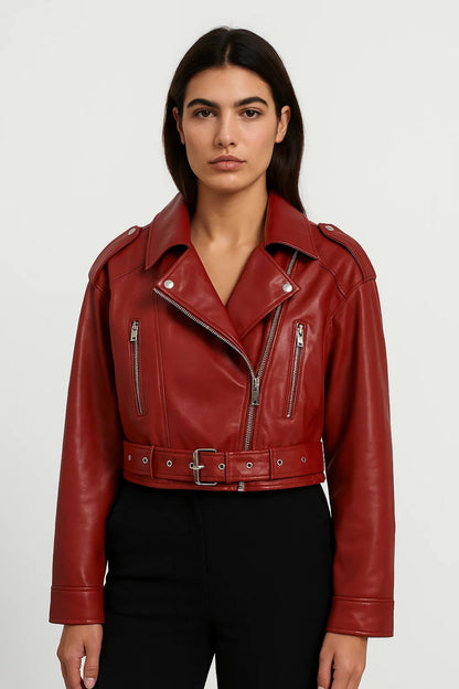 Vestes Mi-Saison | Blouson motard court pour femme | Tendance audacieuse et structurée