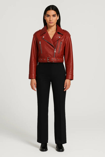 Vestes Mi-Saison | Blouson motard court pour femme | Tendance audacieuse et structurée