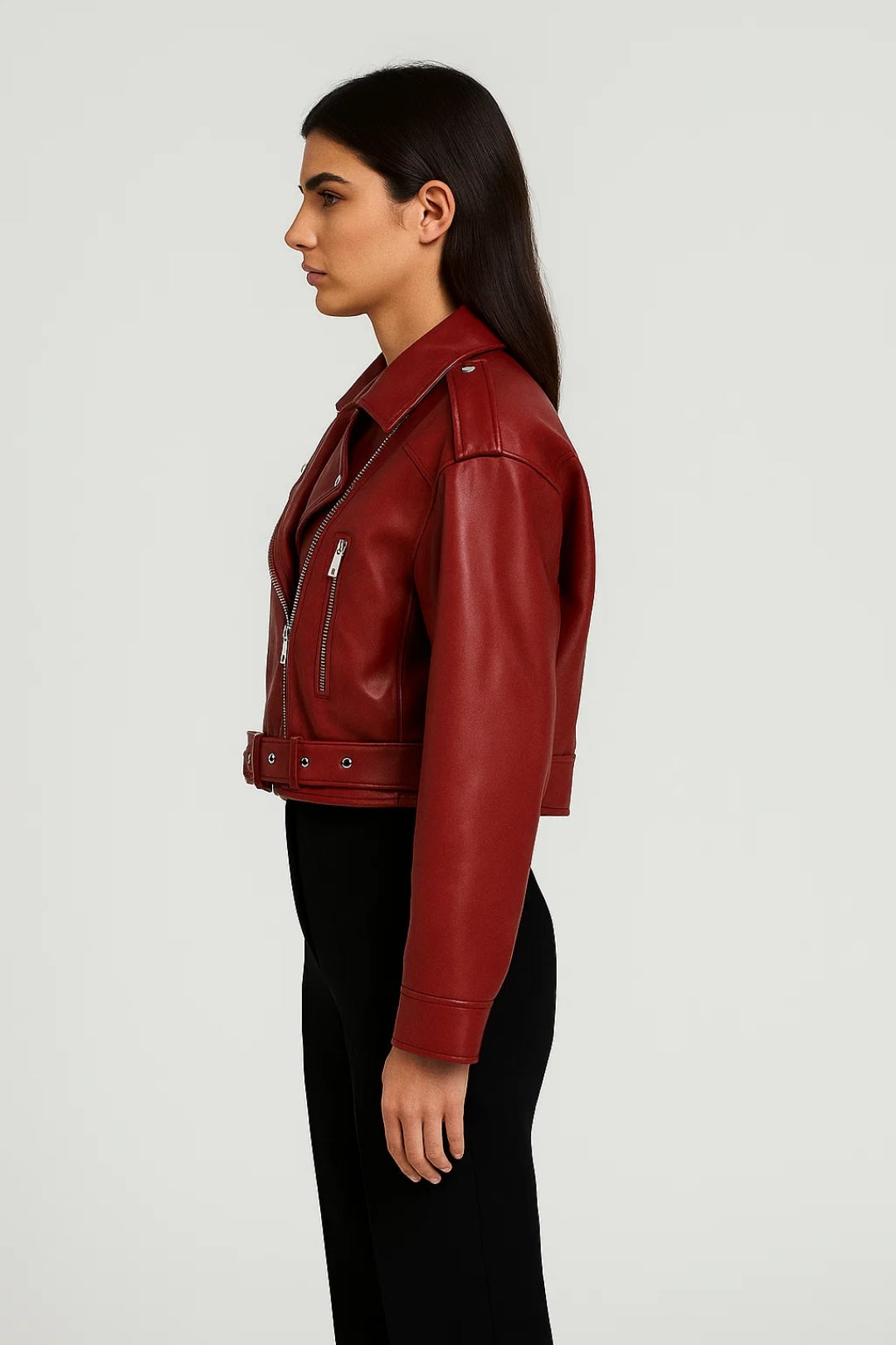 Vestes Mi-Saison | Blouson motard court pour femme | Tendance audacieuse et structurée