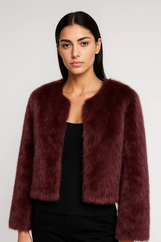 Vestes Hiver | Veste courte en fausse fourrure pour femme | Élégante et douce au toucher
