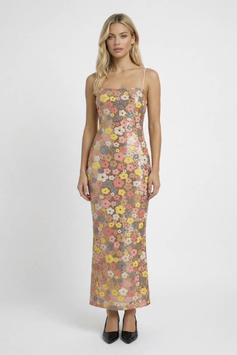 Robe Femme - Longue Imprimé Floral Bretelles Fines | Élégante - Floral Multicolore