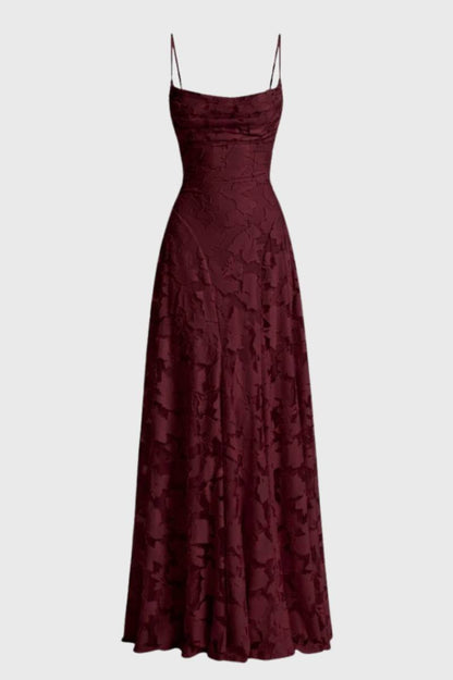 Robe Maxi Femme - Élégante Texturée avec Bretelles Fines | Chic — Bordeaux