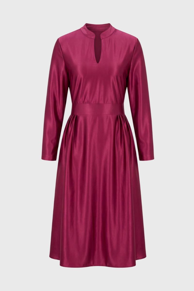 Robe midi Femme - Col Montant Encolure Fendue | Élégante — Bordeaux