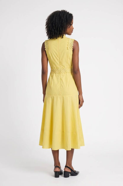 Robe midi Femme - Col Montant Sans Manches | Élégant — Jaune