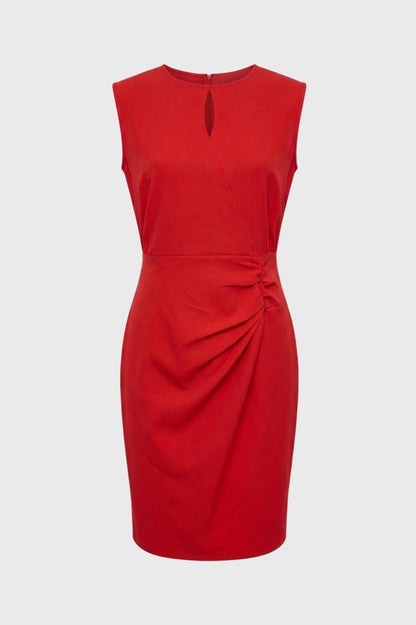 Robe Midi Femme - Drapée Découpe Dos Sans Manches | Raffinée — Rouge
