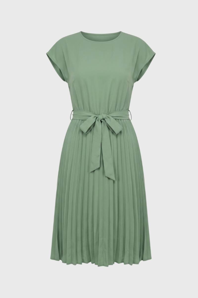 Robe midi Femme - Plissée avec Ceinture Nouée | Élégante — Vert