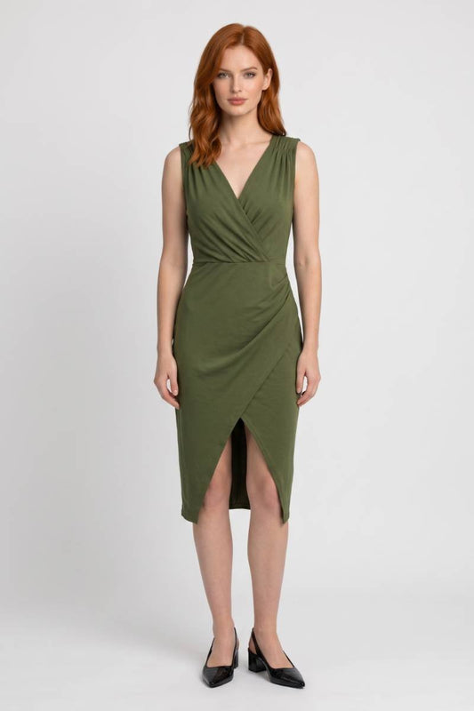 Robe Midi Femme - Portefeuille Col V Profond avec Fente | Moderne