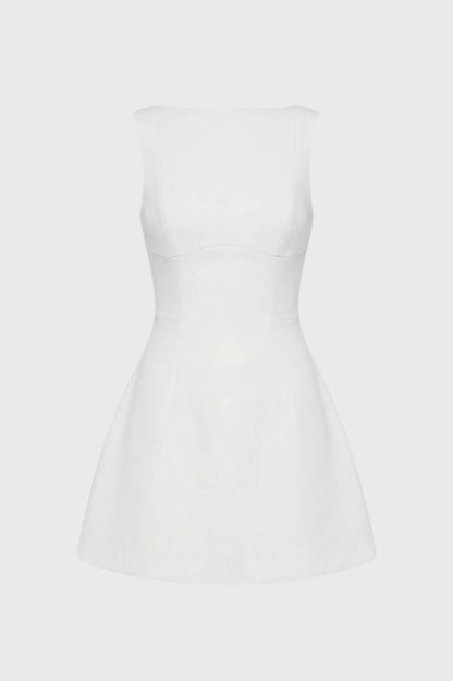 Robe Mini Femme - Ajustée Sans Manches | Élégante - Blanc