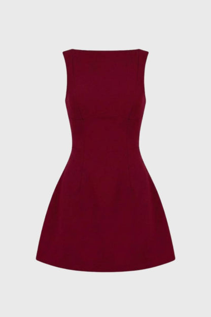 Robe Mini Femme - Ajustée Sans Manches | Élégante - Bordeaux