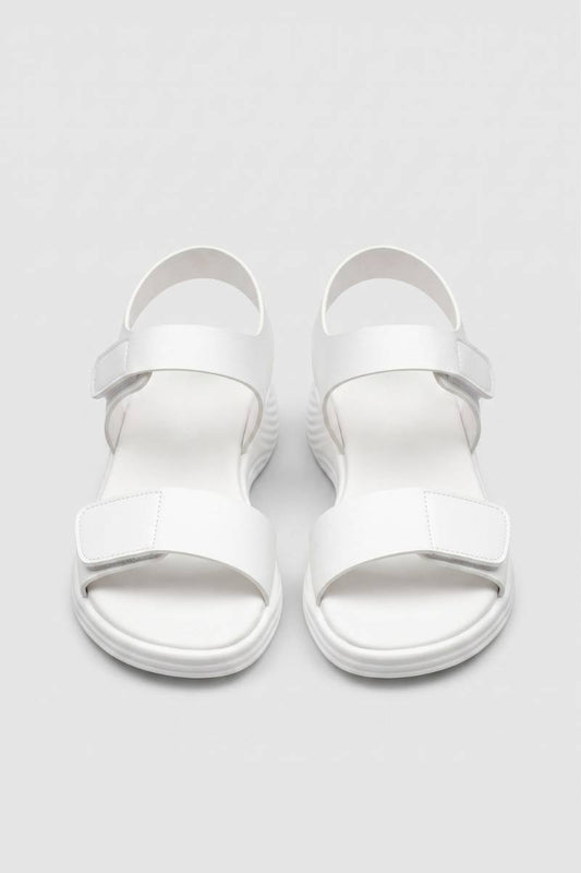 Sandales Femme - Double Bride Scratch Semelle Épaisse | Confort — Blanc