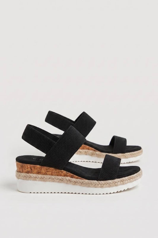 Sandales Femme - Plateforme Liège Sangles Élastiques | Confort — Noir