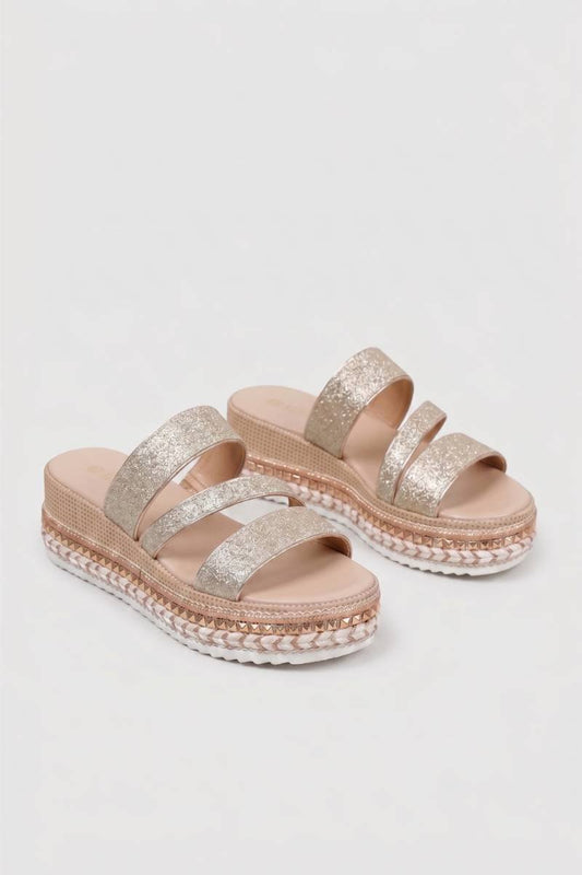 Sandales Femme - Plateformes Pailletées Double Bride | Confort