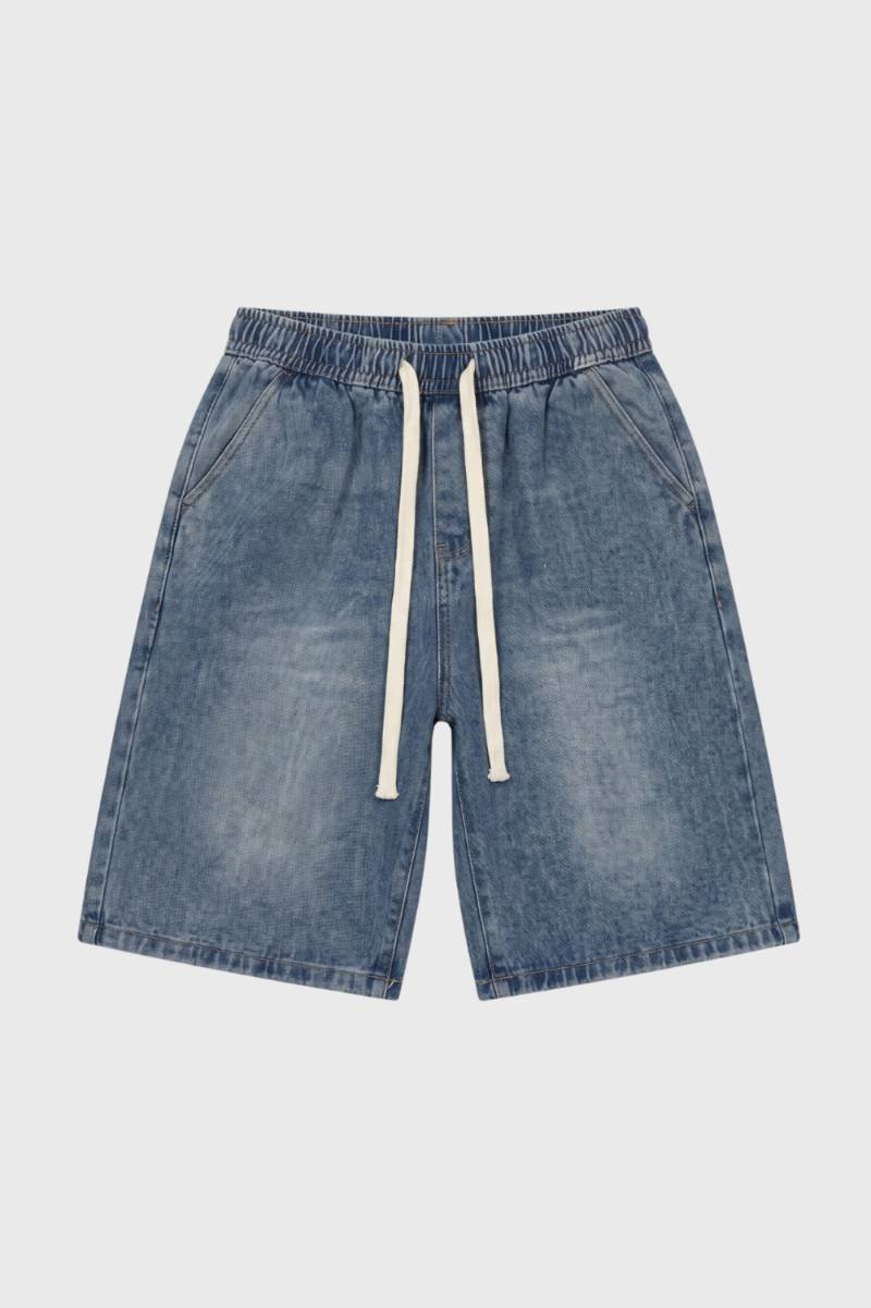 Short Homme - Effet Délavé avec Taille Élastique | Décontracté — Bleu Délavé