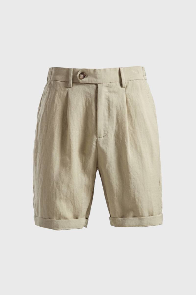 Short Homme - Taille Haute avec Revers | Élégant Décontracté — Beige