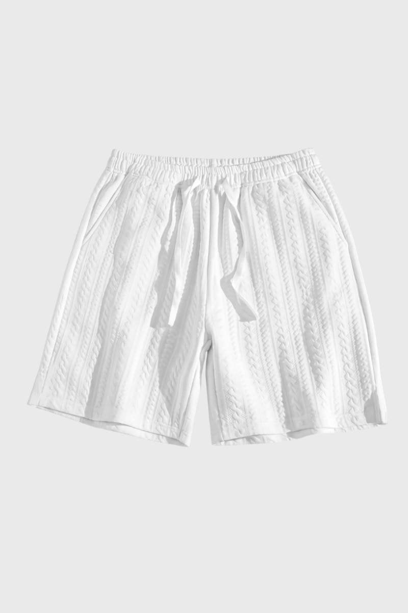 Short Homme - Texturé avec Cordon de Serrage | Décontracté — Blanc