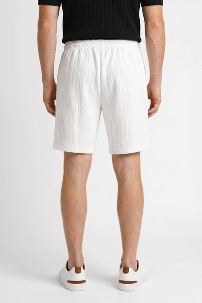 Short Homme - Texturé avec Cordon de Serrage | Décontracté — Blanc