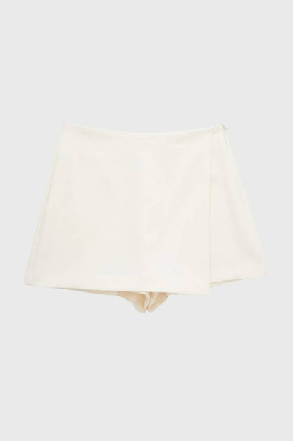 Short-Jupe Mini Femme - Asymétrique Taille Haute | Élégant — Blanc