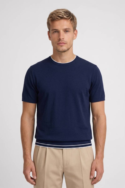 T-Shirt Homme - Classique Finitions Contrastantes | Marine — Marine