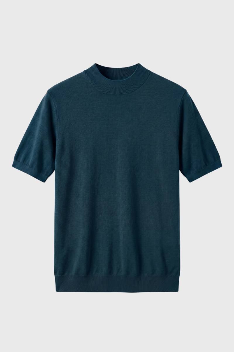 T-Shirt Homme - Col Montant Moderne avec Manches Courtes | Décontracté — Vert Foncé