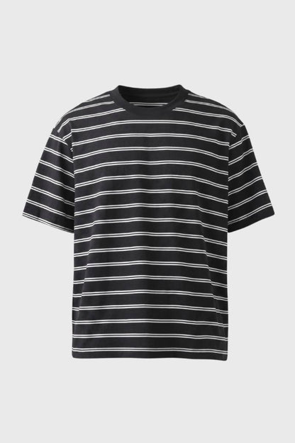 T-Shirt Homme - Rayé Col Rond Manches Courtes | Décontracté — Noir Rayé