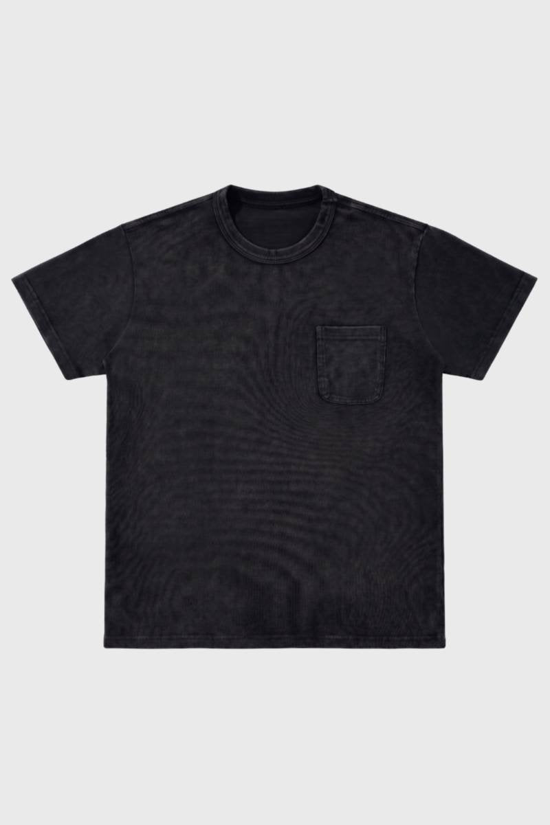 T-shirt Homme - Relaxé avec Poche Poitrine | Vintage — Noir