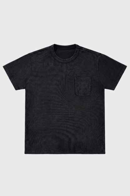 T-shirt Homme - Relaxé avec Poche Poitrine | Vintage — Noir