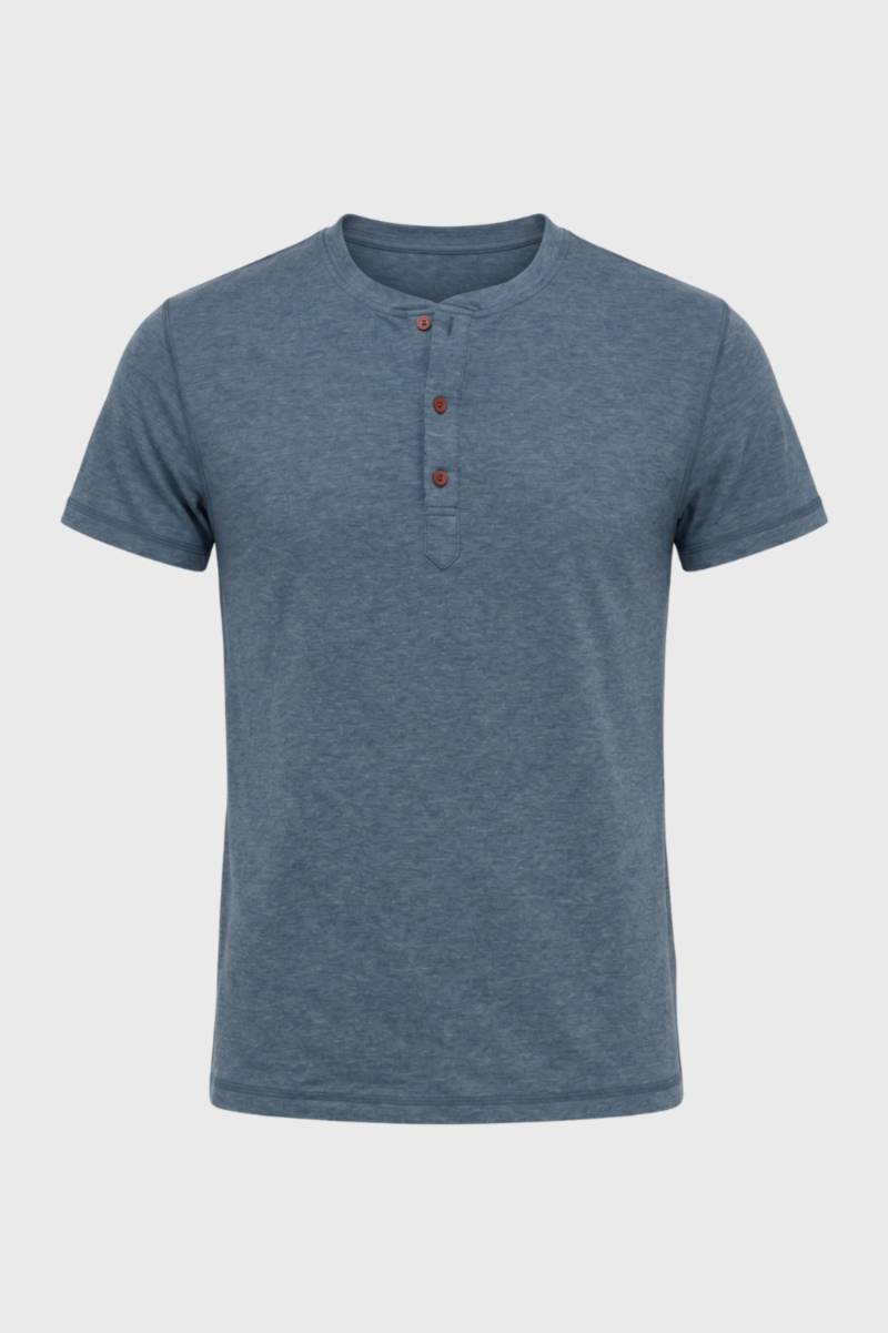 T-Shirt Homme - Style Henley avec Boutons Contrastés | Casual — Bleu Gris