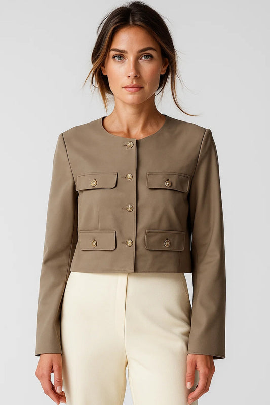 Manteau Court Structuré | Chaud et Élégant | Blanc Cassé, Taupe, Noir
