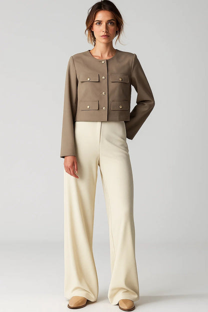Manteau Court Structuré | Chaud et Élégant | Blanc Cassé, Taupe, Noir