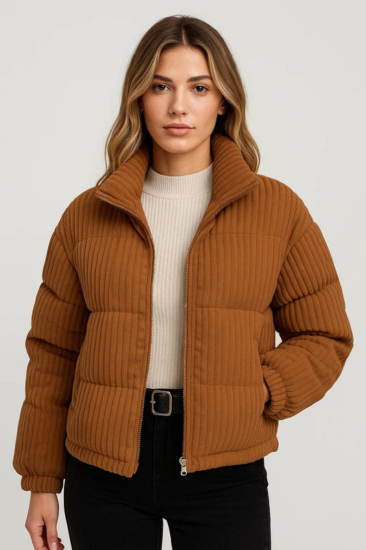 Doudounes Côtelées | Veste matelassée courte femme | Style décontracté et chaleur optimale