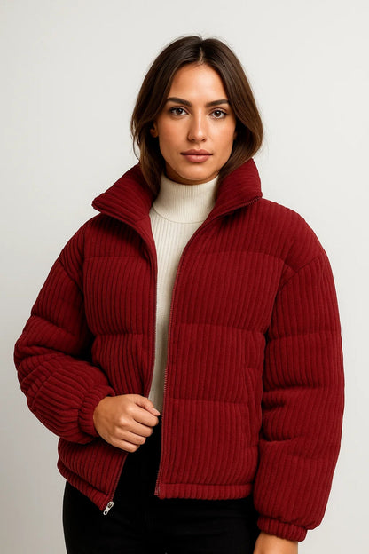 Doudounes Côtelées | Veste matelassée courte femme | Style décontracté et chaleur optimale