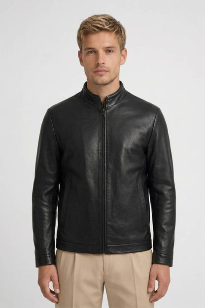 Veste Homme - Col Montant avec Fermeture Éclair | Style - Noir