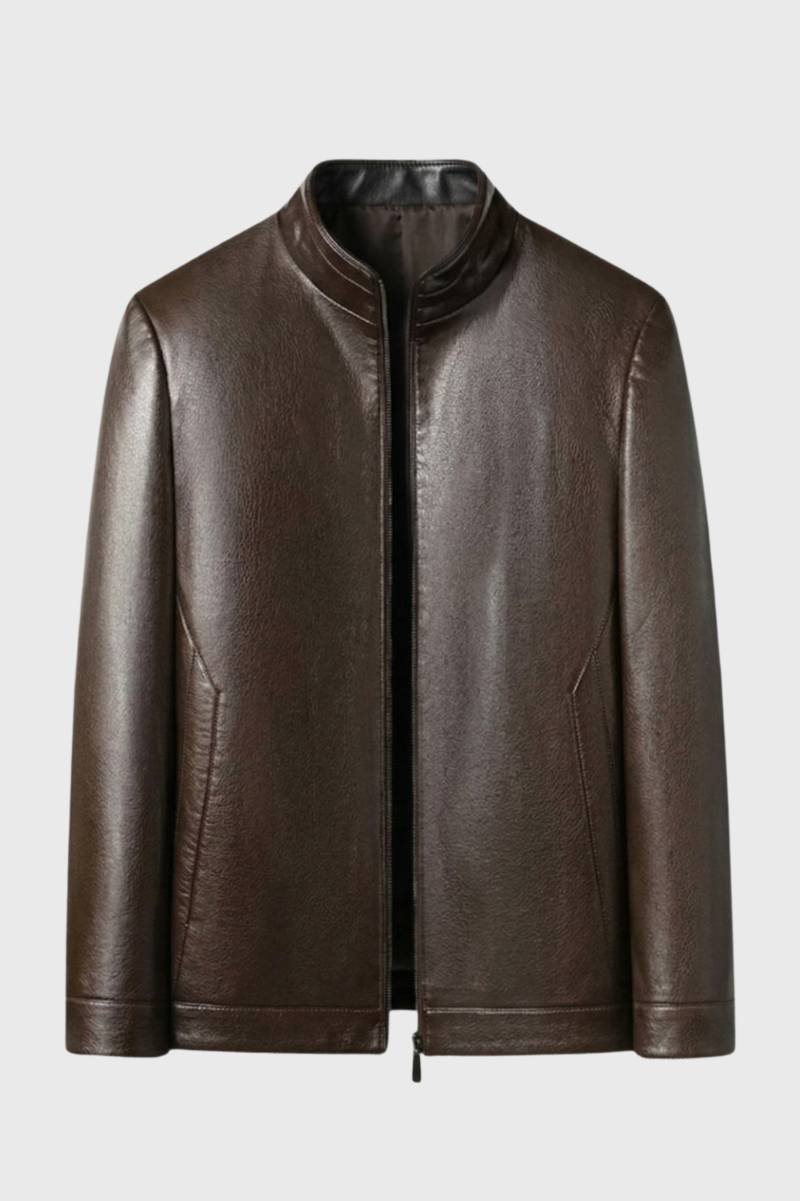 Veste Homme - Col Montant avec Fermeture Éclair | Style - Marron